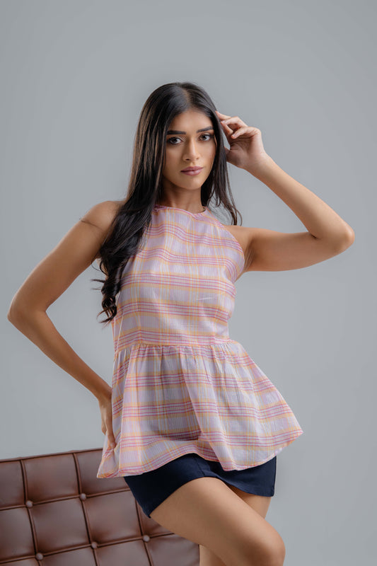 Blush Checked Top