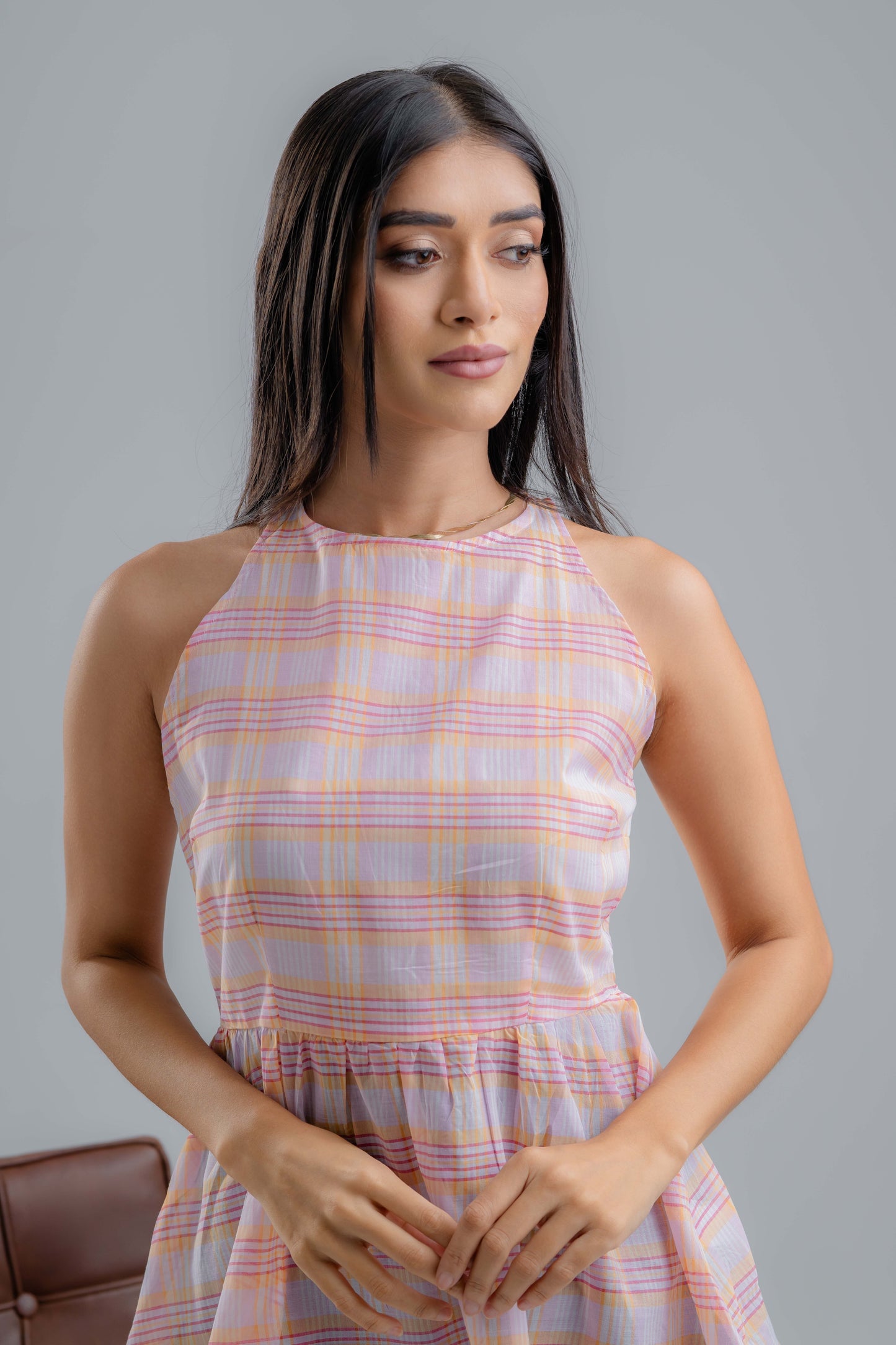 Blush Checked Top
